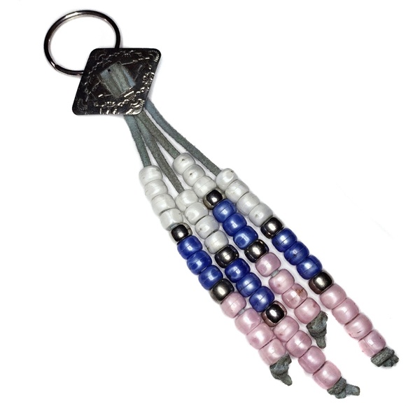 Vintage 70s 80s Leather Concho Tassel Keychain - Picture 2 of 5